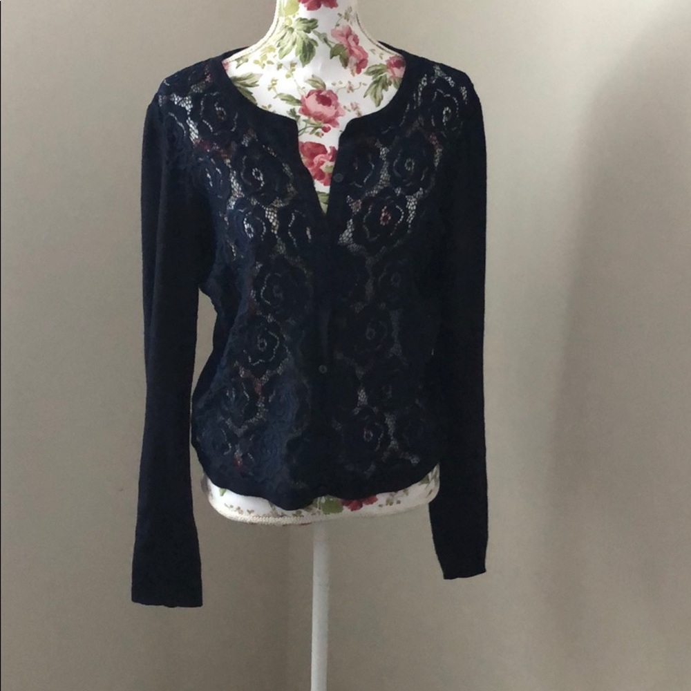Navy Lace Cardigan